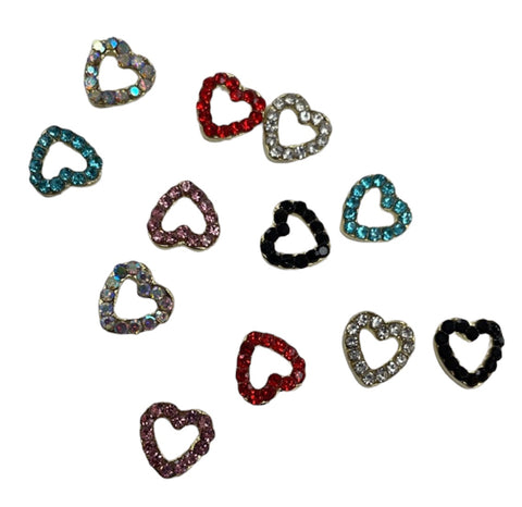 Rhinestone Hearts Gold Color Mix